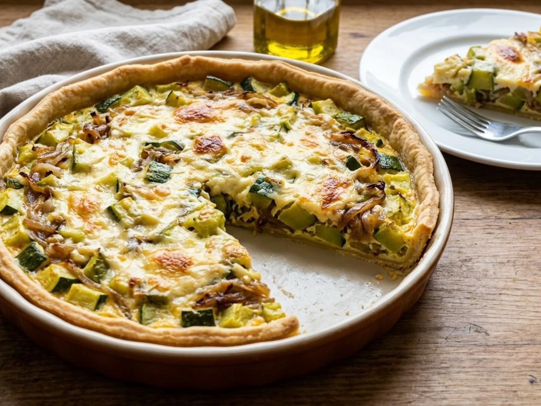 Tarta de zapallitos sin base mojada: el truco está en el escurrido y un pequeño prehorneado