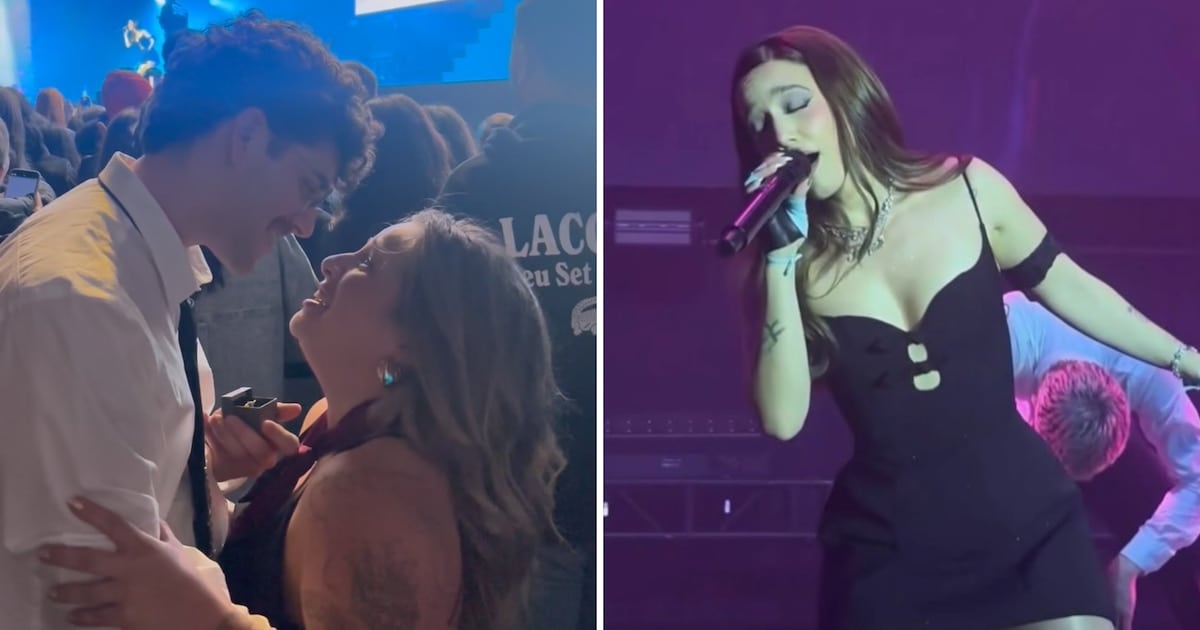 El amor le ganó al escenario: una pareja se comprometió al ritmo de Vértigo y el momento terminó en las manos de Ángela Torres